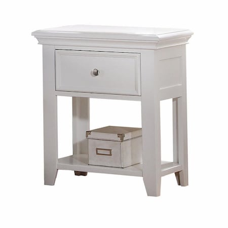 Gfancy Fixtures Wood Nightstand with 1 Drawer & Shelf, White GF3090663